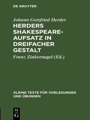 cover image of Herders Shakespeare-Aufsatz in dreifacher Gestalt
